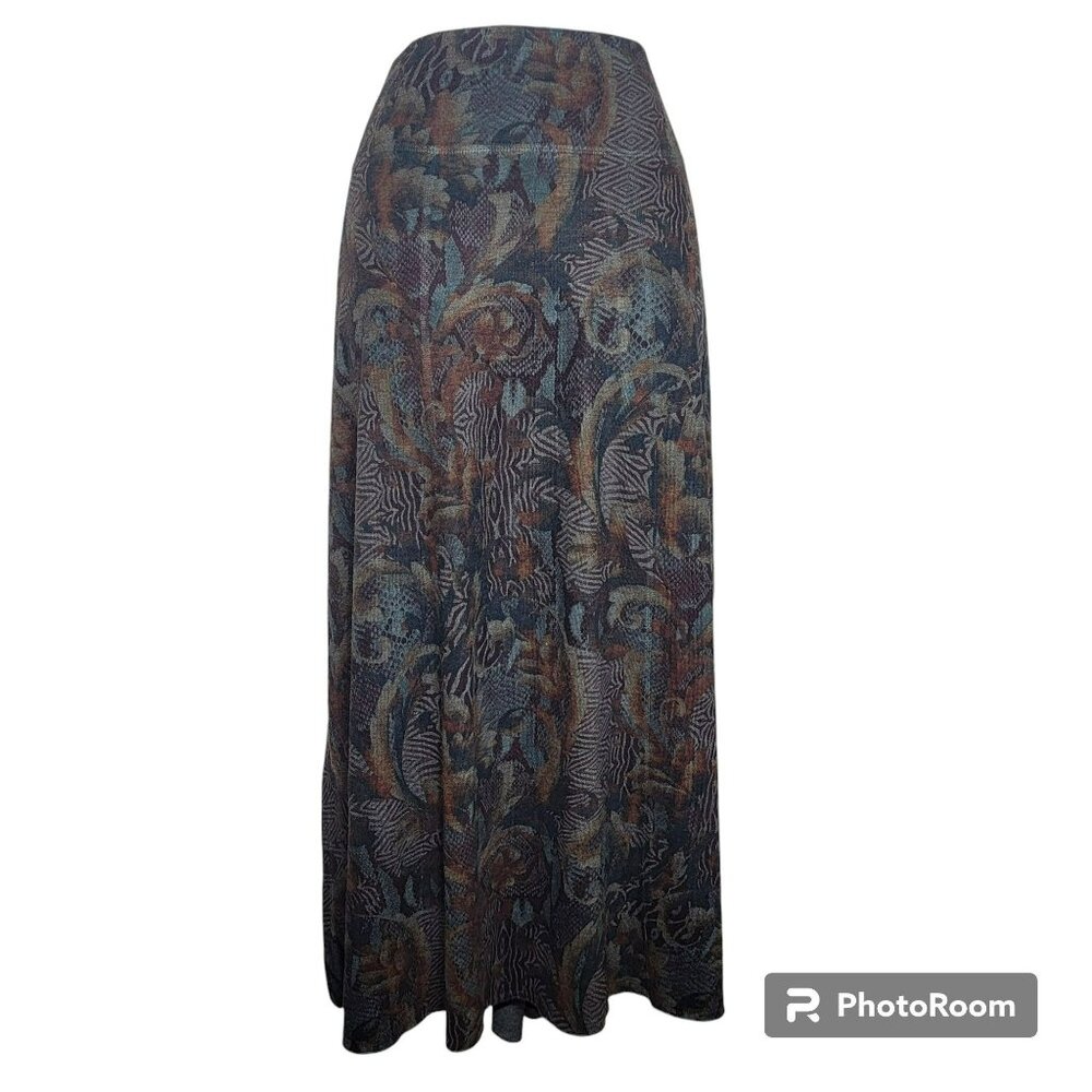 Soft Surroundings Skirt, Women PM, Brown/Tan Earth Tones, Maxi Length, EUC
